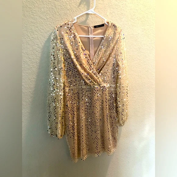 Dresses | Shein Gold Sequin Dress | Poshmark